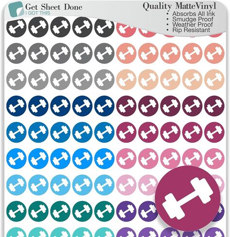 ملصق مخطط تجريب/110 DOT ICON ملصقات الفينيل (1/3 ")/العافية تمرين التذكير للصحة بالرعاية الذاتية/مخطط الحياة الأساسي/Bujo Journaling (ورقة واحدة) in Saudi Arabia