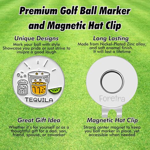 Tequila Golf Ball Marker with Magnetic Golf Hat Clip, Golf Accessories, Funny Golf Gifts Golf Decorationgs for Men Golf Lovers in Saudi Arabia