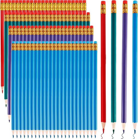 96 Pcs Colored Pencils with Eraser Pre Sharpened Pencils Erasable Wood Checking Pens #2 HB Correcting Pens for School Office Supplies Grade Map Check Test Drawing Editing (Red, Green, Blue, Purple) in Kuwait