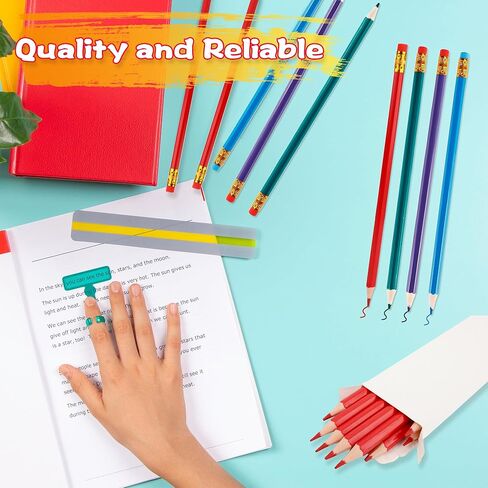 96 Pcs Colored Pencils with Eraser Pre Sharpened Pencils Erasable Wood Checking Pens #2 HB Correcting Pens for School Office Supplies Grade Map Check Test Drawing Editing (Red, Green, Blue, Purple) in Kuwait