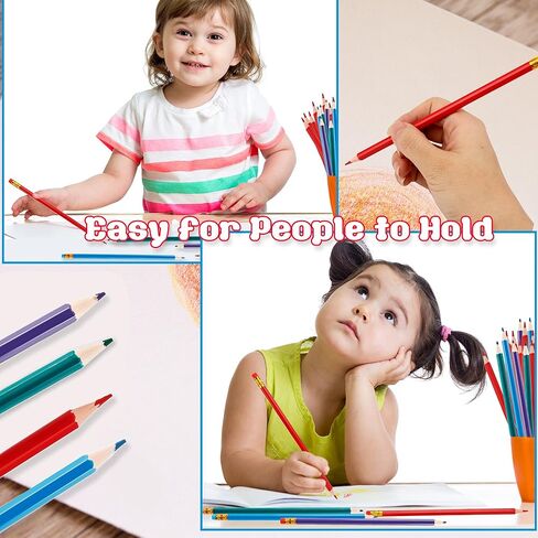 96 Pcs Colored Pencils with Eraser Pre Sharpened Pencils Erasable Wood Checking Pens #2 HB Correcting Pens for School Office Supplies Grade Map Check Test Drawing Editing (Red, Green, Blue, Purple) in Kuwait