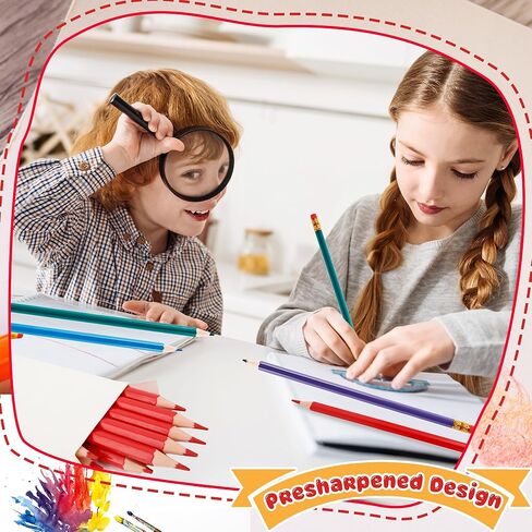 96 Pcs Colored Pencils with Eraser Pre Sharpened Pencils Erasable Wood Checking Pens #2 HB Correcting Pens for School Office Supplies Grade Map Check Test Drawing Editing (Red, Green, Blue, Purple) in Kuwait