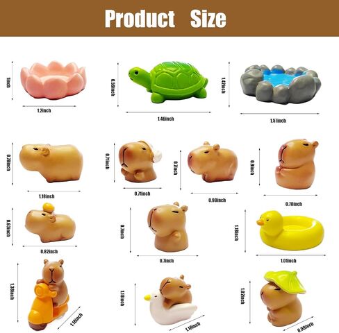 13 PCS Mini Capybara Figurines Tiny Capybaras for Car Dashboard Dollhouse Miniatures Mini Resin Animals for Fairy Garden Home Decor Capybara Birthday Decorations in Kuwait