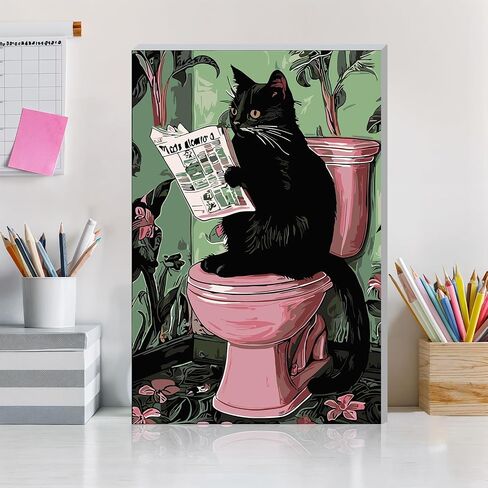 DOMROM Framed Paint by Numbers Kit for Adults Beginners with Wooden Easel, Animal Cat Paint by Number Kit on Canvas, DIY Oil Painting Kits for Home Wall Decor Gift 8x12in in Saudi Arabia
