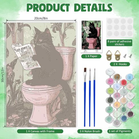 DOMROM Framed Paint by Numbers Kit for Adults Beginners with Wooden Easel, Animal Cat Paint by Number Kit on Canvas, DIY Oil Painting Kits for Home Wall Decor Gift 8x12in in Saudi Arabia