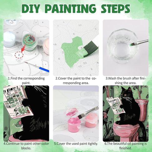 DOMROM Framed Paint by Numbers Kit for Adults Beginners with Wooden Easel, Animal Cat Paint by Number Kit on Canvas, DIY Oil Painting Kits for Home Wall Decor Gift 8x12in in Saudi Arabia