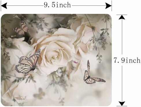IBILIU Mouse Pad White Roses,Butterfly Flower Floral Rectangle Mousepad Non-Slip Rubber Base Computer Mouse Pad for Laptop, Office, Home - 9.5 X 7.9 Inch in Kuwait
