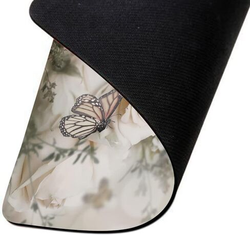 IBILIU Mouse Pad White Roses,Butterfly Flower Floral Rectangle Mousepad Non-Slip Rubber Base Computer Mouse Pad for Laptop, Office, Home - 9.5 X 7.9 Inch in Kuwait