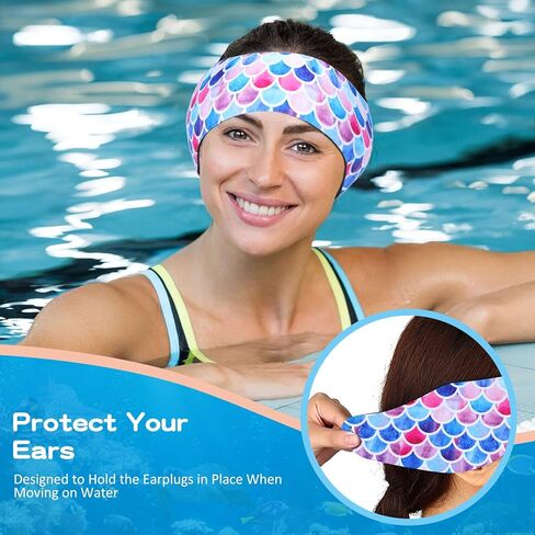 6 قطع من عصابات رأس السباحة للأطفال، أربطة حماية الأذن للسباحة قابلة للتعديل، عصابات رأس سباحة لطيفة كرتونية مقاومة للماء للفتيات السباحات من عمر 1-3 سنوات، محيط الرأس 16.5-19.3 بوصة in Kuwait