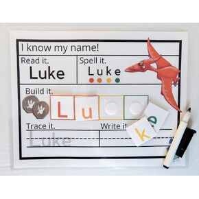 Personalized Dry Erase Name Mat Montessori Preschool Learning Activity (Pastel Rainbow)