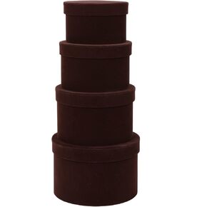 GnFlus Black Gift Boxes with Lids for Presents Set of 4 Round Velvet Nesting Gifts Box for Arrangements Flowers Wedding Birthday Mothers Valentines Day Bridesmaid Christmas Party Anniversary