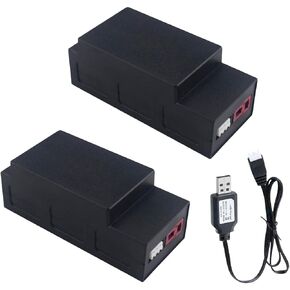 7.4V 1050mAh Battery and USB Charger for H16BM H16DR H16SC H16GT HP161S HP163S HB17 16207 16208 16209 16210 JC16EP 1/16 RC Trucks Racing Car RC Buggy Truggy Battery (2 Pack)