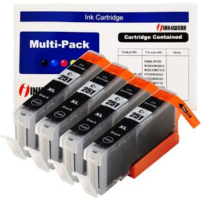 INK4WORK Compatible Ink Cartridge Replacement For Canon CLI-251XL CLI-251 XL For PIXMA MX722 MX922 iP7220 iP8720 iX6820 MG5420 MG5422 MG5520 MG5522 MG5620 (Photo Black, 4-Pack)
