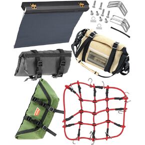 for 1/18 TRX4M 1/24 SCX24 RC Crawler Accessories,Crawler Car RC Awning Decoration Simulation Decoration Mini Luggage Net/Simulation Decorative Package,Luggage,Sleeping Bag,Desert Yellow