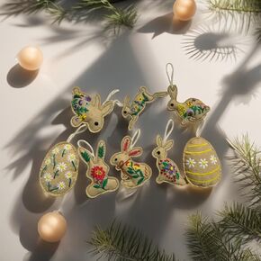 Generic Christmas Ornament Embroidery Kits, Beginner Friendly Cross Stitch Craft Set with Needles & Thread for Holiday Decorations-8PCS