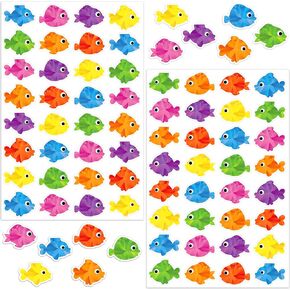 LINAYE 24 Sheets Fish Stickers for Kids, 768 PCS Colorful Under The Sea Stickers Self Adhesive Fish Crafts Party Favors for Kids Classroom School, Teacher Encouraging Reward Must Haves
