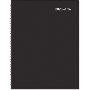 2025-2026 Office Depot® Brand 14-Month Weekly/Monthly Academic Planner, Vertical Format, 8" x 11", 30% Recycled, Black, July 2025 To August 2026