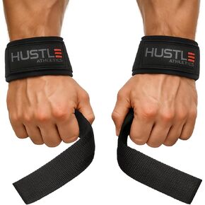 Hustle Lifting Straps Gym Wrist Wraps - 24" Strong Cotton Weightlifting Wrist Straps To Support Grip and Lift Heavier - Ultimate Workout Deadlift Straps for weight lifting in Kuwait