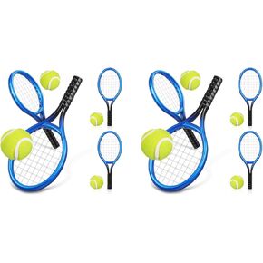 1:12 Mini Tennis Racket and Ball Set, 8 Sets Miniature Tennis Kit Cake Topper Dollhouse Toy Dollhouse Decor DIY Sports Accessories