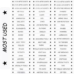 Tenare Toolbox Organization Magnetic Labels - 66 Pcs Steel Tool Chest Drawer Labels (4.5x0.75) |Magnets, Quick & Easy Organizer | Fits All Brands, Cabinets & Tool Boxes(Black)