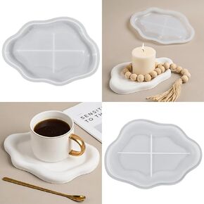 2 Pcs Jewelry Trinket Dish Resin Tray Mold, Cloud Shape Tray Silicone Mold, Storage Trays Container Mold,Jewelry Trinket Plate Candle Holder Silicone Mold for Clay, Resins,Gypsum,DIY Craft Home Decor