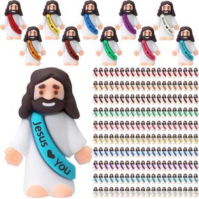 Bememo Mini Jesus Figures Little Jesus Love You Action Figures Rubber Toys to Hide and Seek for Religious Party Favors Easter Egg Stuffers Sunday School Baptism(150 Pcs)