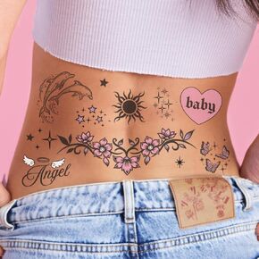 xo, Fetti Y2K Realistic Temporary Tattoos - 56 Pcs | Girly 2000s Bachelorette, Birthday Favors, Halloween Party Accessory, Fake Tats, Festival Stickers