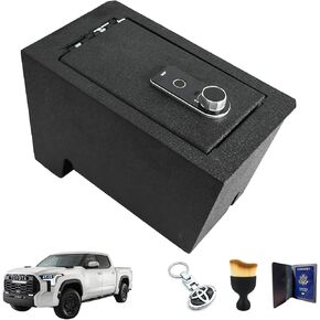 XDeer Center Console Gun Safe Vault Console Safe Lock Box Compatible with 2022-2025 Toyota Tundra and 2023-2025 Toyota Sequoia Console Organizer Locking Vault with Superior Fingerprint Lock