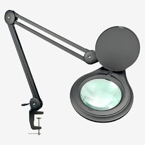 ESD Safe (Glass Lens) Professional LED Magnifying Lamp with Clamp (8 Diopter, 3X Magnification) Dimmable Work Light, Daylight Bright, 1200 Lumens, 5600K-6000K, 60 SMD LEDs, BoliOptics MG16303322
