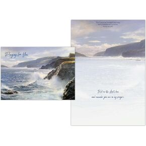 Puffin Islands Coastline 1 Count Religious Praying For You Greeting Card, King James Version Scripture