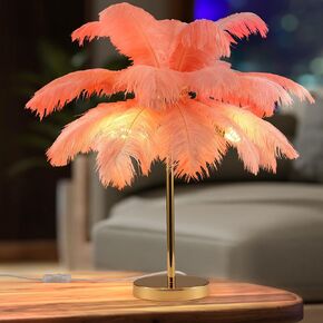 MAYOLA Luxury Resin Ostrich Feather Lamp, 35 Pieces Real Ostrich Feathers,Floor Lamp for Living Room, Bedroom and Office 67" Tall Feather Lamp(Ostrich Color, Floor Lamp)