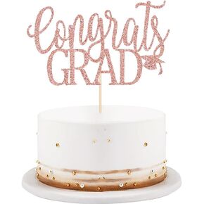 LVEUD Congrats Grad Cake Topper,Congratulations Cake Toppers 2025 Graduation Cake Topper for 2025 Graduation Party Cake Decorations (gold)