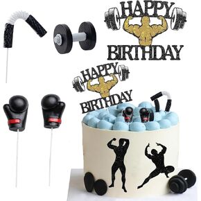 Knana 5Pcs Fitness Cake Topper Boxing Cake Toppers Gym Cake Topper Fitness Themed Cake Decorations