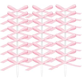120 Pcs Pink Bow Ribbon Cupcake Toppers, Bow Cake Decorations Picks, Satin Bowknot Cake Toppers for Birthday Party Decorations for Wedding Bridal Baby Shower Bachelorette Party Supplies