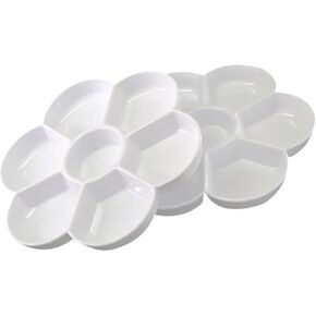 2pcs Portable Imitation Ceramic Painting Trays Plum Blossom Shaped Color Mixing Palette for Watercolor Oil Pigments Space Saving Easy to Carry for Artists The Go
