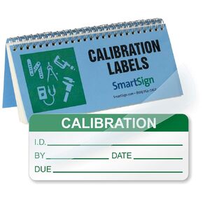 SmartSign Self-Laminating Calibration Label Book | 0.625" x 1.5" Vinyl Label with Clear Flap (320 Labels/Book), Made in USA