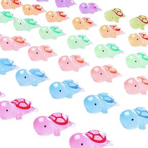 50 PCS Cute Tiny Turtles for Crafts,Luminous Mini Turtle Figurines Glow in The Dark Miniatures Resin Turtles for Fairy Garden Moss Landscape Party Decoration Hidden Game DIY Projects