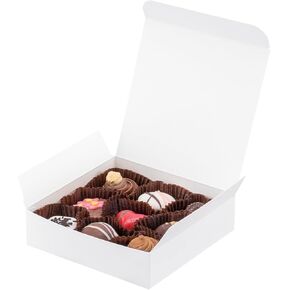 UnicoPak 20 Pack 4.5x4.5x1.25 Gift Boxes, Food Grade White Small Chocolate Boxes for Fudge Candy Truffle Treat Goodie, Ideal for Birthday Christmas Party Homemade Business