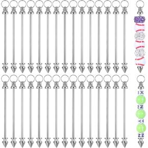 30pcs Blank Beadable Keychain Bars, Metal Focal Bead Keychains Bar Charms Detachable Beaded Keychain Bars Making Supplies for DIY Gift Craft Accessories Jewelry Pendant