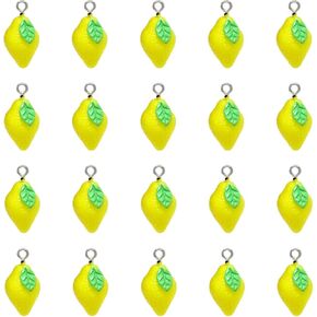 Honbay 20PCS Resin Lemon Charms Pendant Imitation Food Hang Dangle Charms Small Dangle Pendants for Earring Necklace Bracelet Keychain Crafts Making