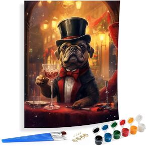 SKRYUIE Paint by Numbers Kit for Adults Beginner Dogs, Acrylic Gentlemen Oil Painting by Numbers Kits with PaintBrushes Paintwork Art Crafts Canvas for Home Decor 16x20 inch
