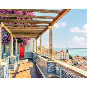 OKSGYTA DIY Paint by Numbers Lisbon City Portugal Canvas Painting Set with Acrylic Pigment Paintbrush for Adults Beginners Artwork Gift 16" x 20"