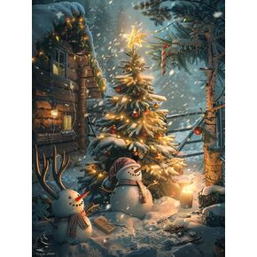 SKRYUIE Paint by Numbers Christmas for Adults, Acrylic Oil Painting by Numbers Kits for Beginner with Paintbrushes Brushes Art Crafts Canvas for Home Decor 16x20 inch / 40x50 cm B54730
