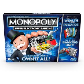 Hasbro Gaming Monopoly Super Electronic Banking Board Game, Electronic Banking Unit, Choose Your Rewards, Cashless Gameplay Tap Technology, for Ages 8 and Up