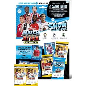 Match Attax Topps 24/25 Update Mega Multipack Snow Ballers #3- NEW Soccer Cards 2024-2025 Bundle with Topps Soccer Cards, Premier League Soccer Cards Includes 2 12-Card Packets with Hassential Sticker
