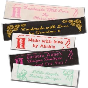 25 Personalized 100% Woven Sewing Labels 1" Wide - Made by Label Weavers