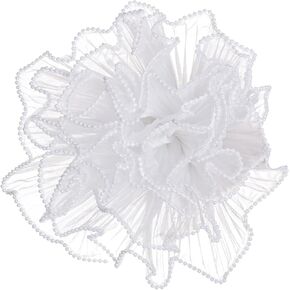 Tedux White Flower Wrapping Mesh Paper, 4 Yards Bouquet Wrinkled Translucent Wrapping Paper, Pearl Edge Bouquet Packaging Paper for Graduation Wedding Birthday Thanksgiving Day Valentine's Day