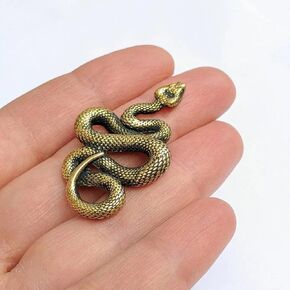 Miniature Snake Figurine, Brass Snake Figurines, Retro Snake Statue Ornament, Dollhouse Miniature Snake, Mini Micro Garden Landscaping Decoration