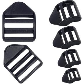 SialBridge Plastic Ladder Lock Slider Buckles Replacement for Backpack Black Webbing Straps Adjuster 20mm, 25mm, 38mm, 50mm