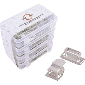 oneOone 50 Sets No-Sew Hook and Bar Closures for Clothing Fastener, Non-Sew On Clasp for Trousers and Skirts2D